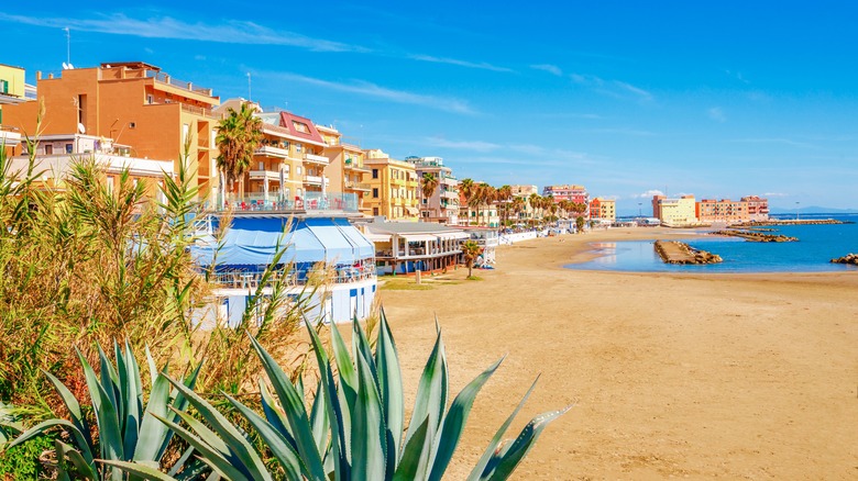 Italian beach town and buildings