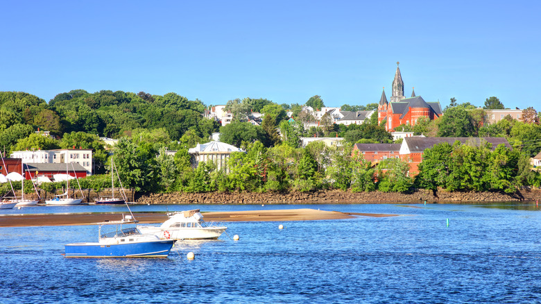 Boats moored off Biddeford