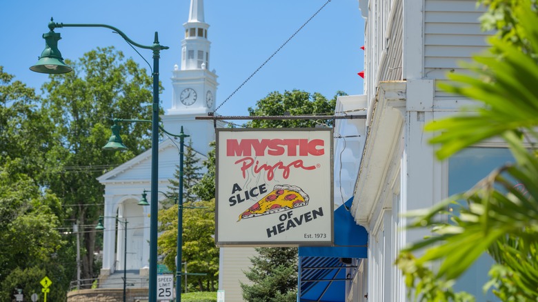 Mystic Pizza restaurant sign