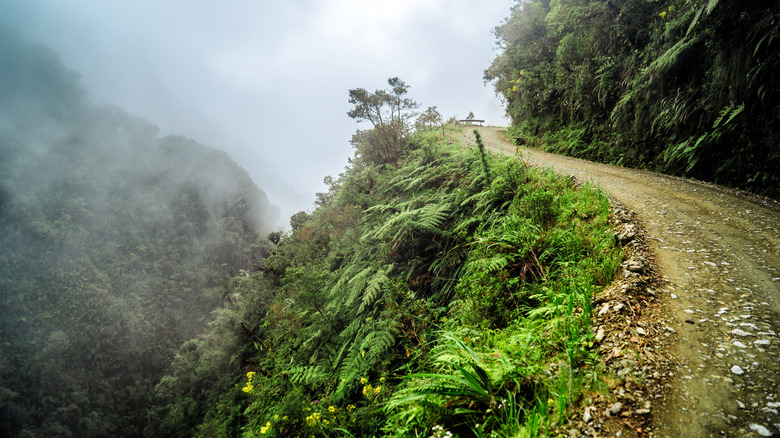 View of Death Road, the dangerous trail in Bolivia