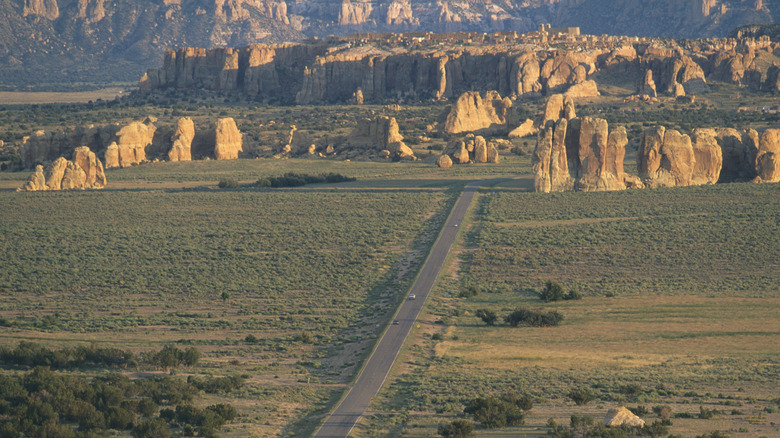 Route 66 passing through New Mexico, US