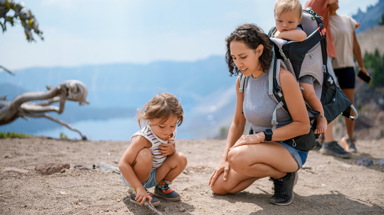 Woman and children at Crater Lake 