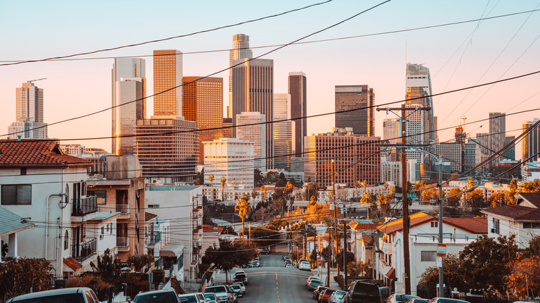 Los Angeles street during golden hour