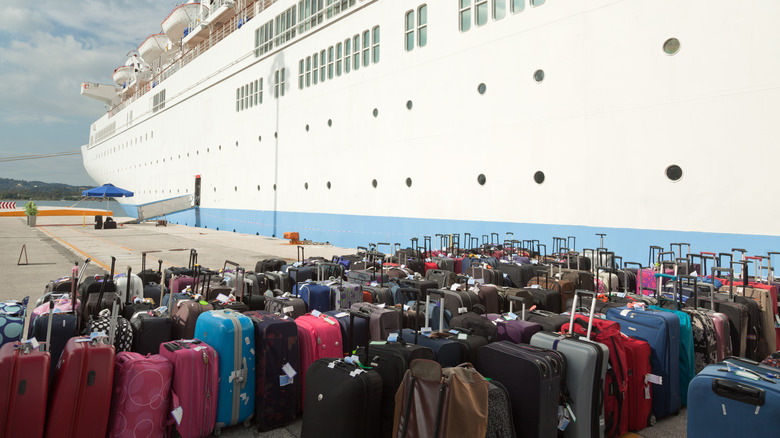 luggage waiting for cruise ship