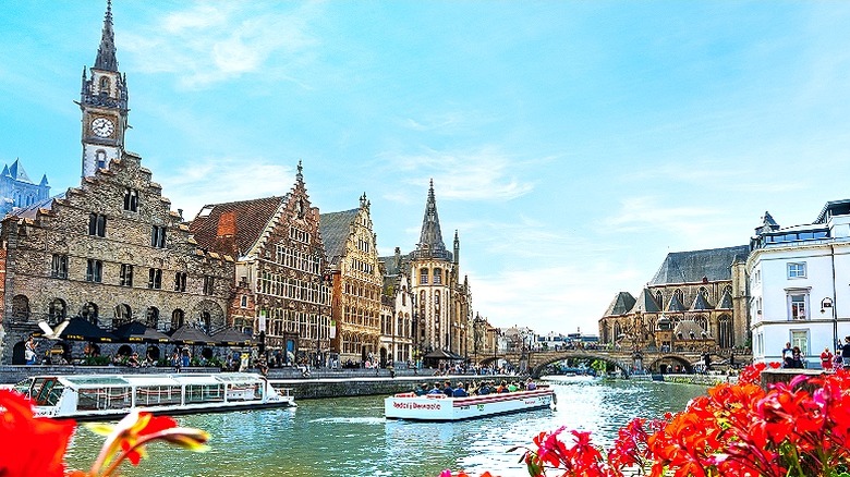 Boats on canal in Ghent