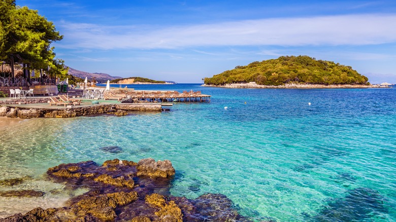 Turquoise water in Saranda Bay