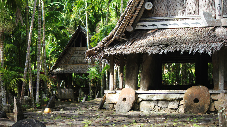 Traditional-style homes in Yap, Micronesia