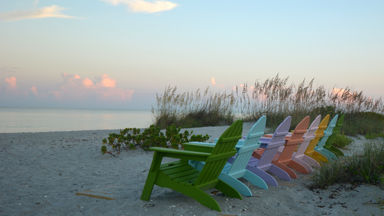 colorful chairs on the beach at Captiva Island