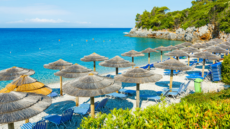 Lounge on Kastani Beach in Skopelos, Greece
