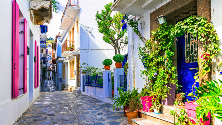 the charming architecture in Skopelos Town, Greece