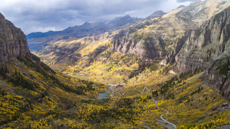 Telluride's box canyon surrounded by mountains