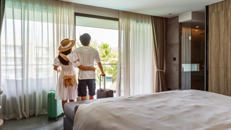 Couple in hotel room