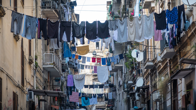 laundry hanging over Naples street