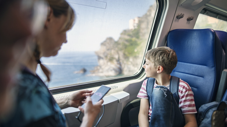 train passengers in Cinque Terre