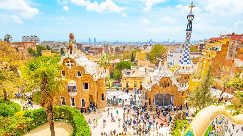 Top view of Park Güell in Barcelona