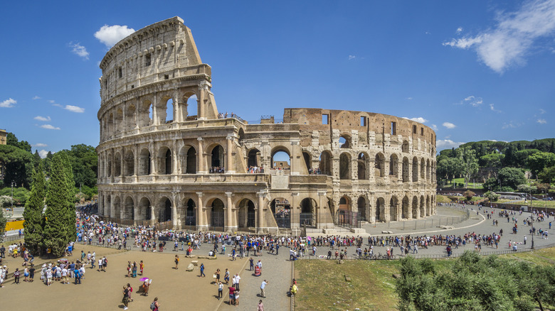 Crowds around the Colosseum in Rome