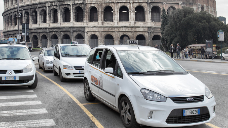 Taxis outside Rome's Colosseum