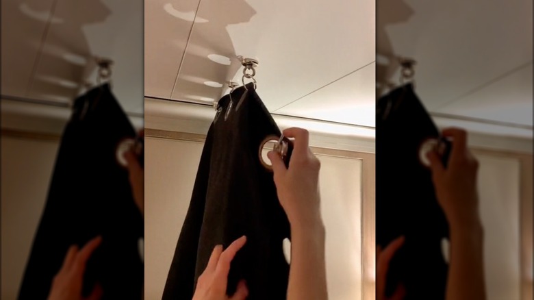 Hanging magnetic hooks, curtain on cruise