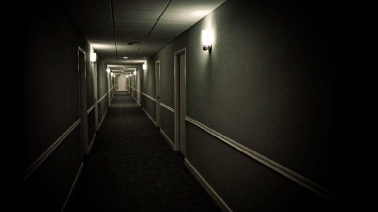 Dark hotel corridor