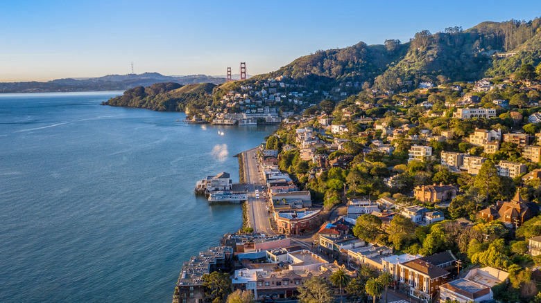 View of Sausalito, the Golden Gate Bridge, and the San Francisco Bay