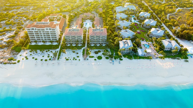 Grace Bay Beach from an aerial view