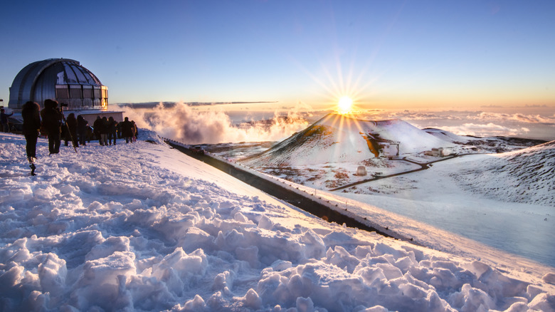 A snowcapped Mauna Kea on the island of Hawaii