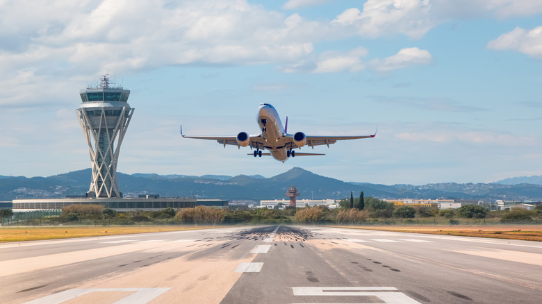 Plane taking off at airport