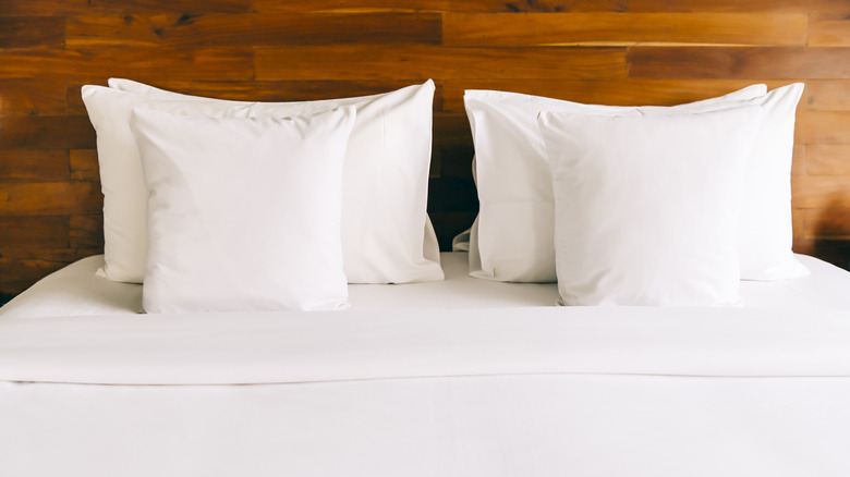 Pillows in hotel room