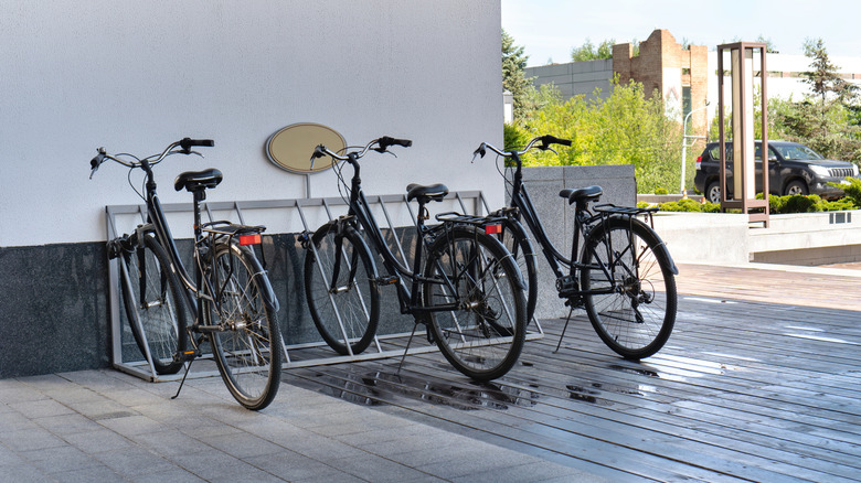 Bikes on a rack