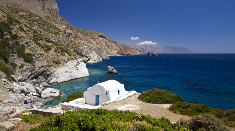 church and cliffs in Amorgos