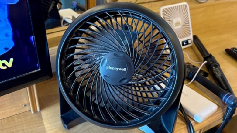 A small fan in a cruise cabin