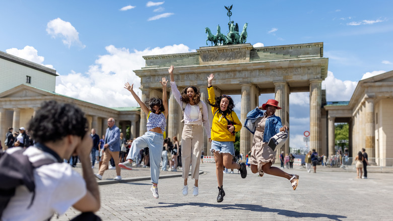 Tourists at Berlin's Brandenburg Gate