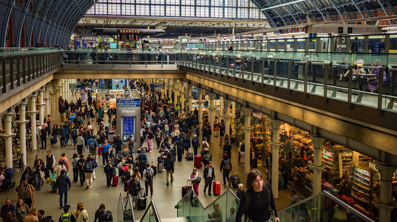 Busy train station in London