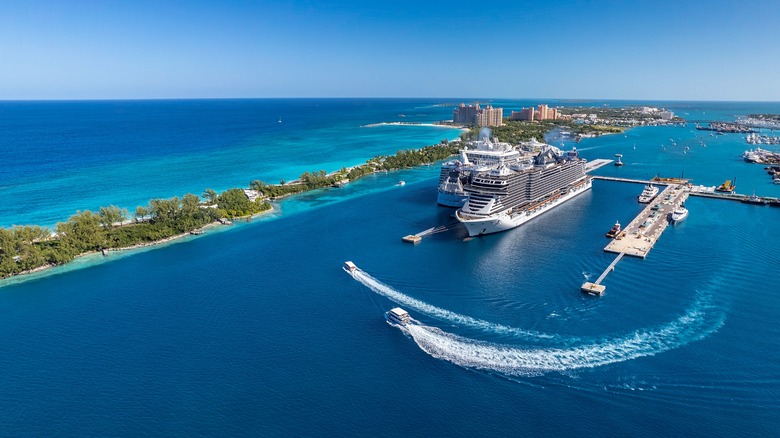 Cruise ships docked in Bahamas
