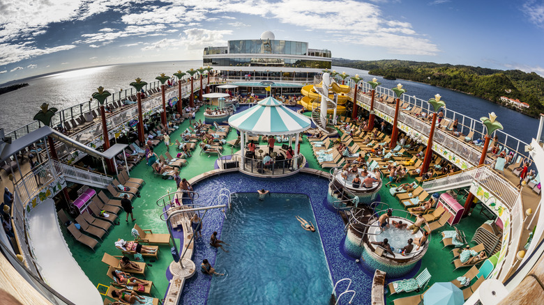 Pool deck of cruise ship