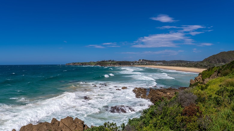 Panoramic view of beach and cliffs