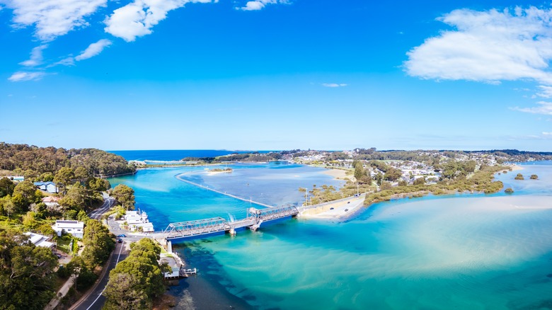 Aerial view of coastal town