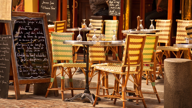 Paris cafe with a chalkboard menu