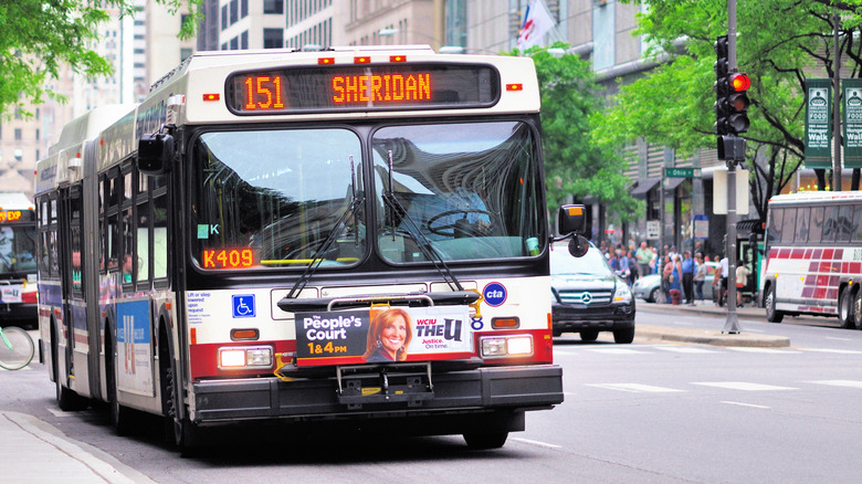 An articulated bus in Chicago.