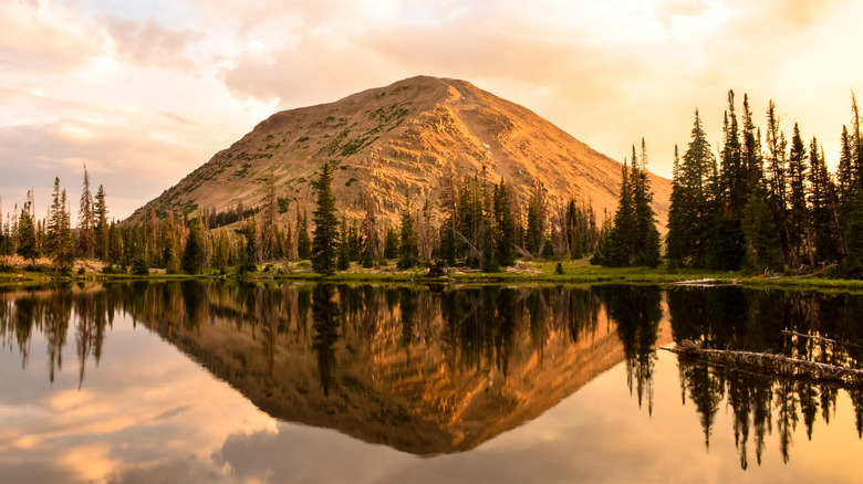 Uinta Mountains reflecting in lake