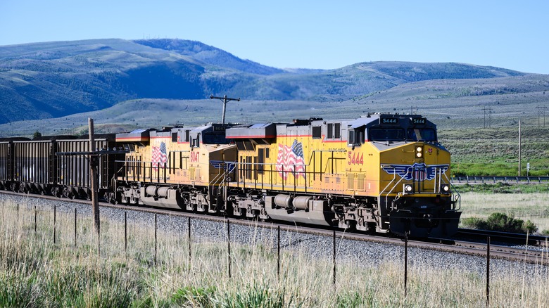 A train passing by Helper, Utah