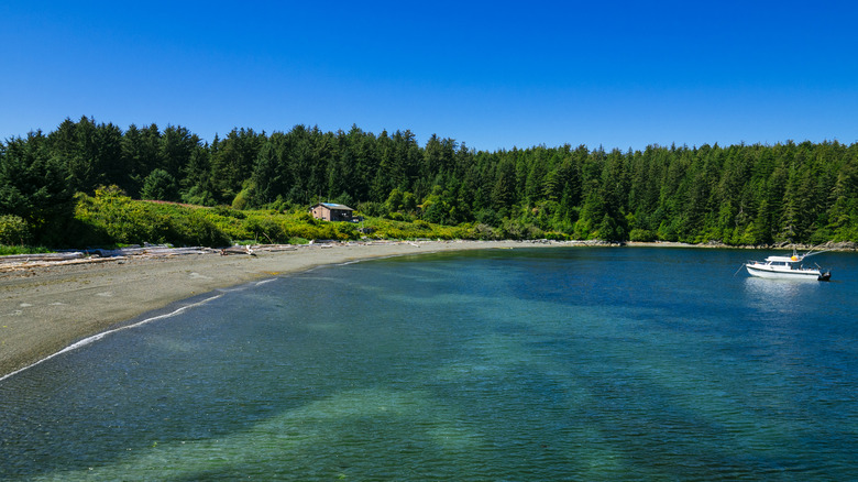 Friendly Cove on Nootka Island on a clear day