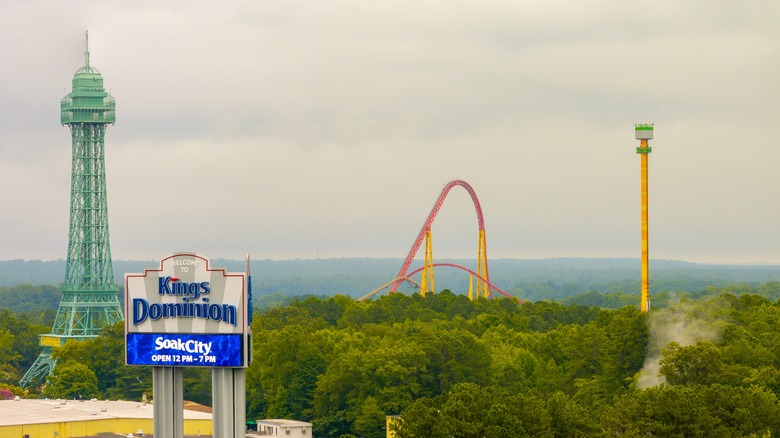 A panoramic view of the Kings Dominion theme park in Virginia