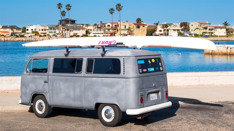 Oxnard beach volkswagen camper surfboard