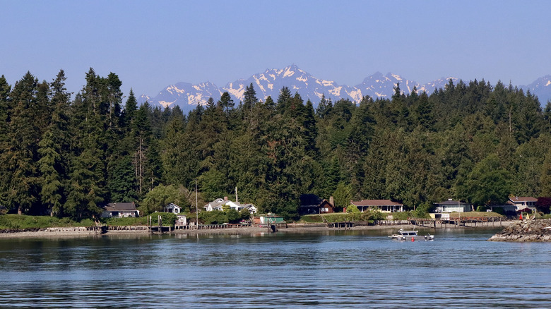 Kingston Harbour on Puget Sound with mountains