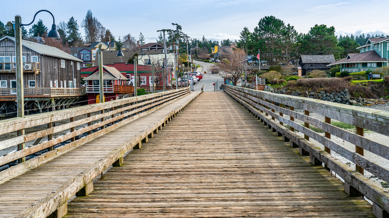 Wood walkway in Coupeville, Washington