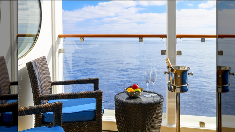 cruise balcony with wine