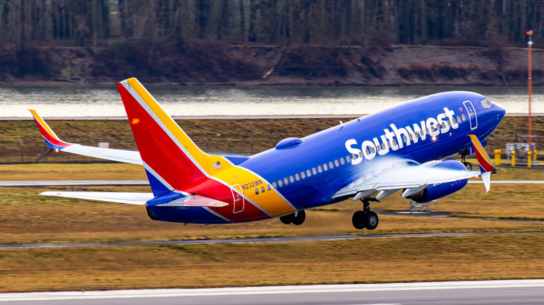 A Southwest plane taking off