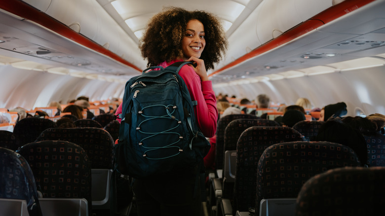 Passenger boarding on plane