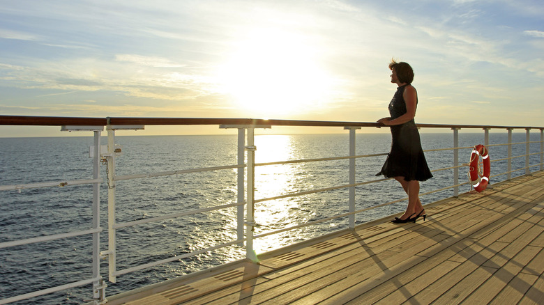 High railings on a cruise ship deck